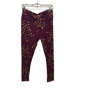 LULA Roe Women With Flower Print Leggings No Size Purple Red And Gold